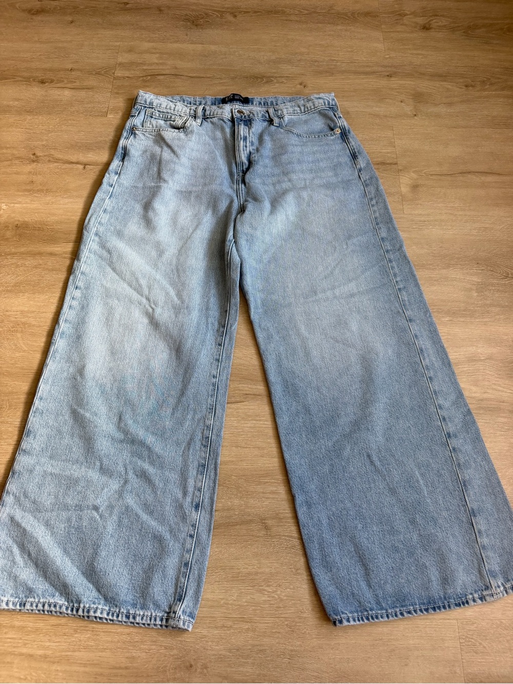 GAP High Rise Wide Leg Denim Jeans Pants Women 14/32R Light Wash Denim Jeans